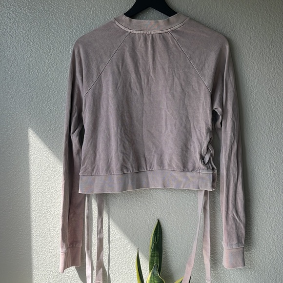 All Saints Cropped Sweatshirt Side Lace Up Tie Detail Women - Picture 6 of 6